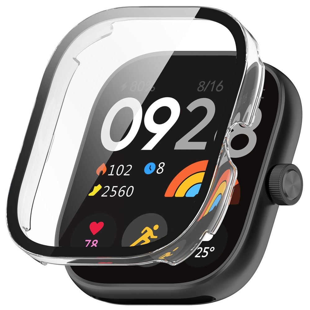 Xiaomi Redmi Watch 4-hez készült műanyag, felcsatolható tok védőüveggel – átlátszó