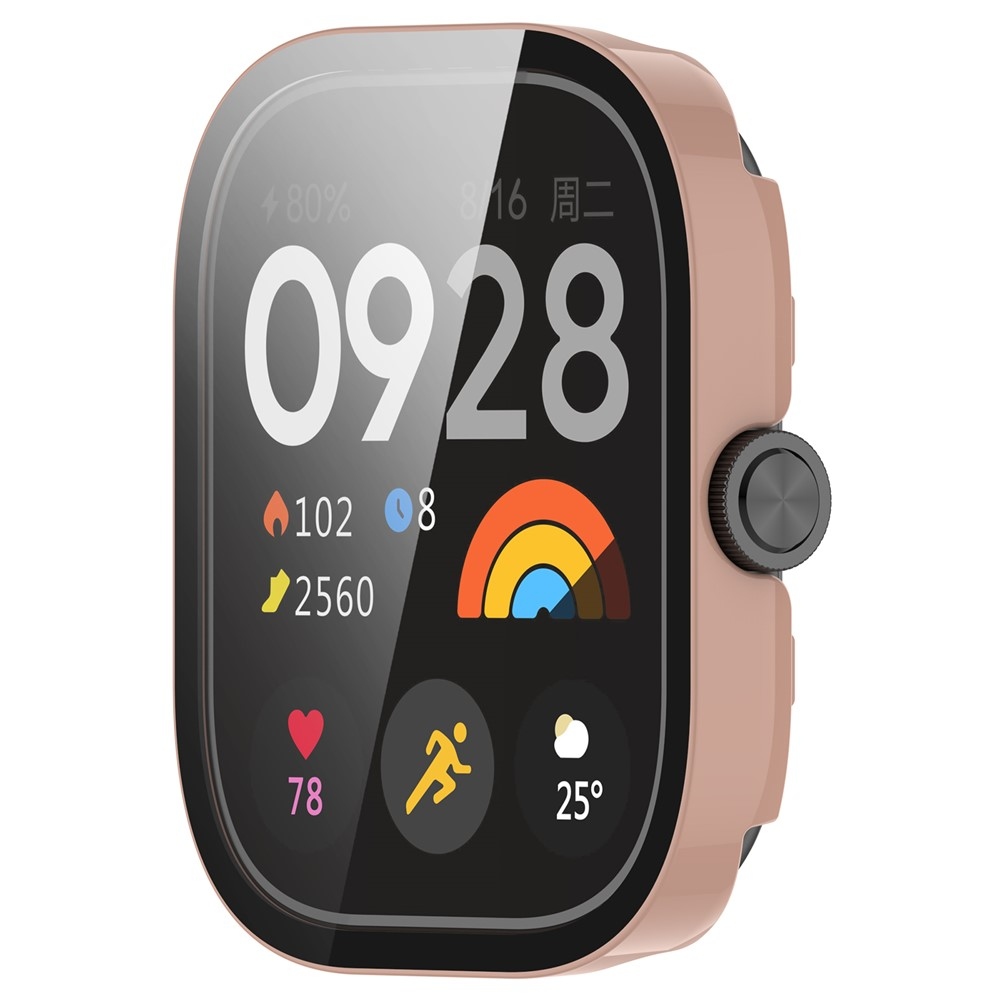 Xiaomi Redmi Watch 4-hez készült műanyag, felcsatolható tok védőüveggel – rózsaszín
