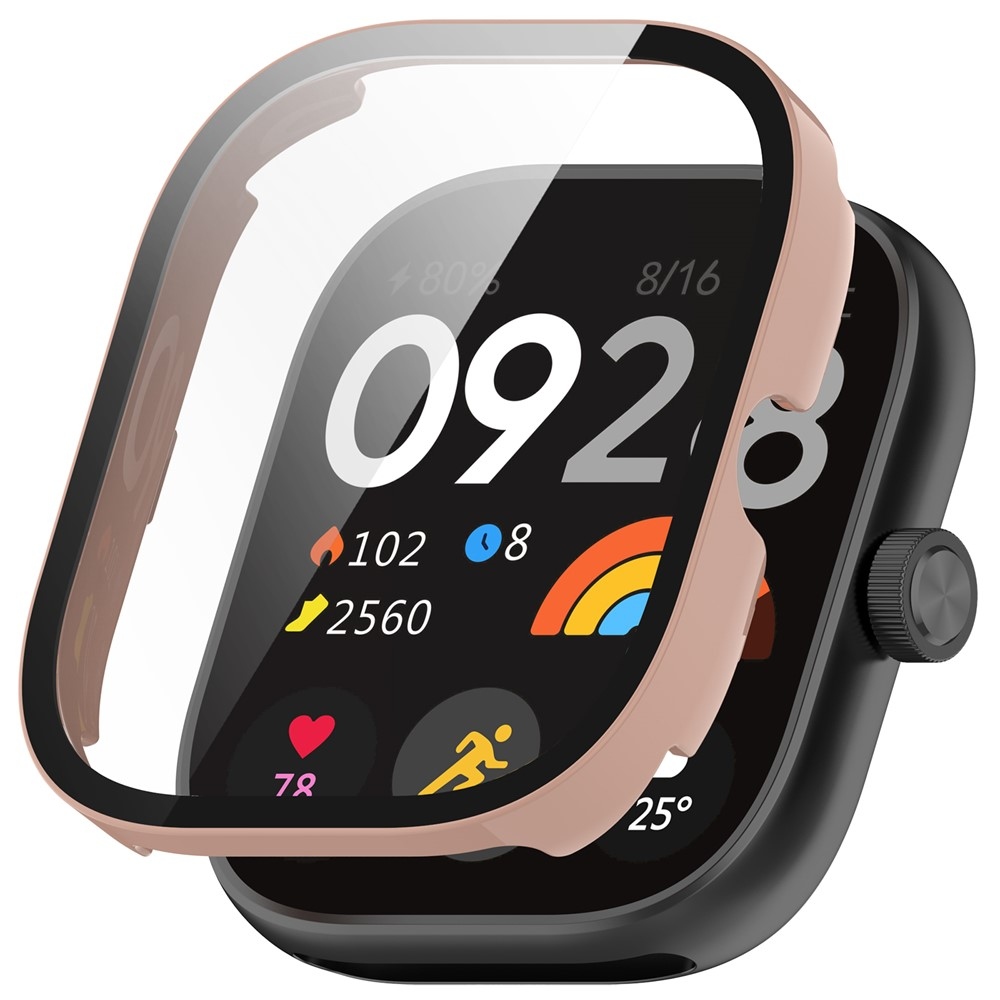 Xiaomi Redmi Watch 4-hez készült műanyag, felcsatolható tok védőüveggel – rózsaszín