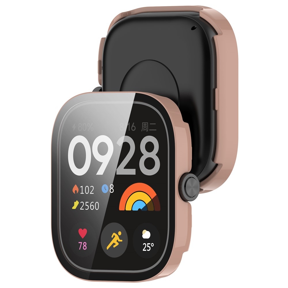 Xiaomi Redmi Watch 4-hez készült műanyag, felcsatolható tok védőüveggel – rózsaszín