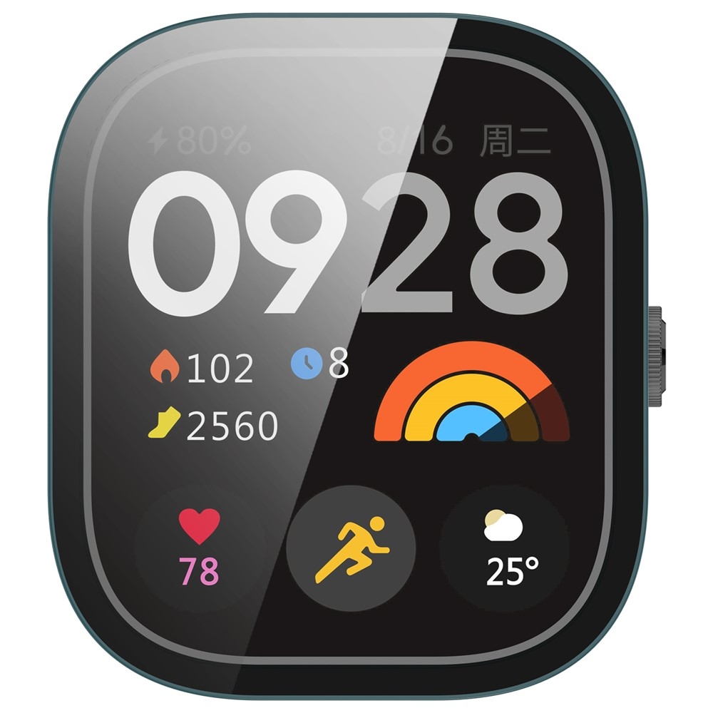 Xiaomi Redmi Watch 4-hez készült műanyag, felcsatolható tok védőüveggel – zöld