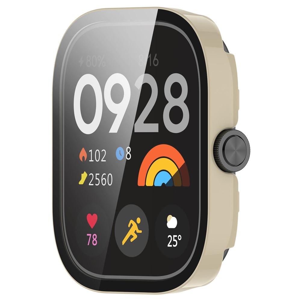 Xiaomi Redmi Watch 5-hez készült műanyag felcsatolható tok védőüveggel – bézs