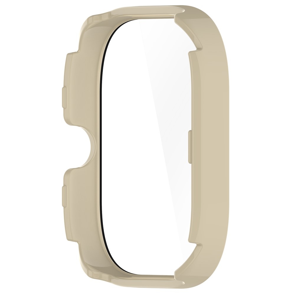 Xiaomi Redmi Watch 5-hez készült műanyag felcsatolható tok védőüveggel – bézs