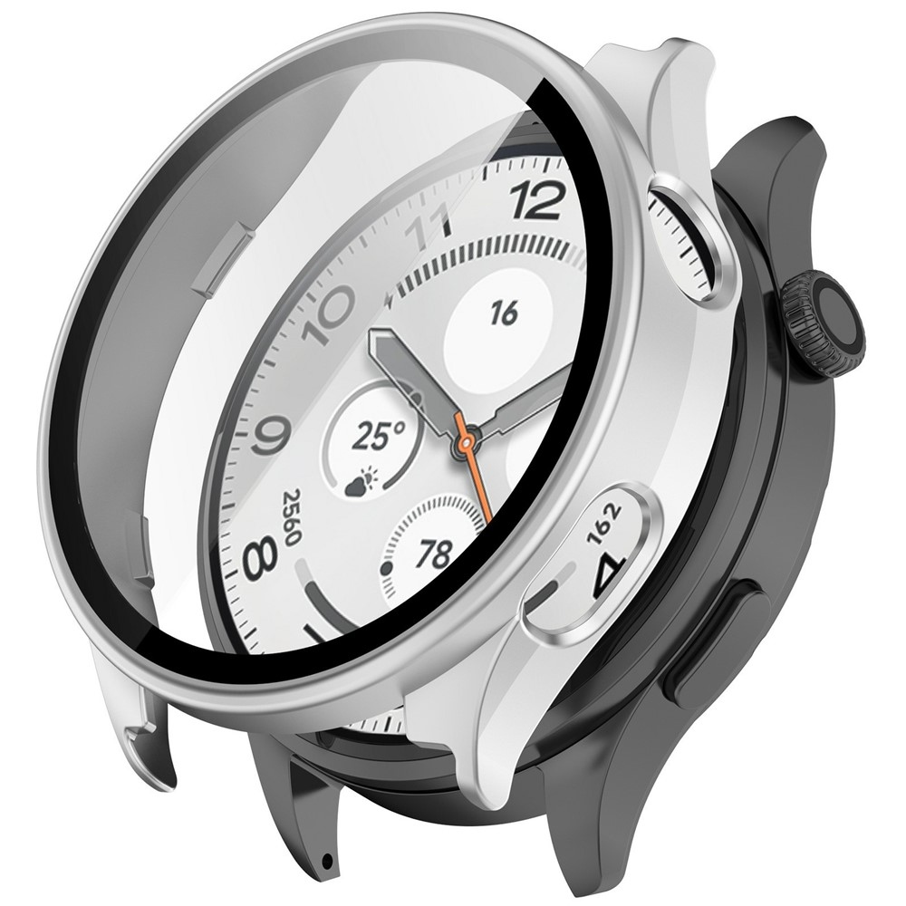 Xiaomi Watch 5-hez készült műanyag, felcsatolható tok védőüveggel – ezüst színű