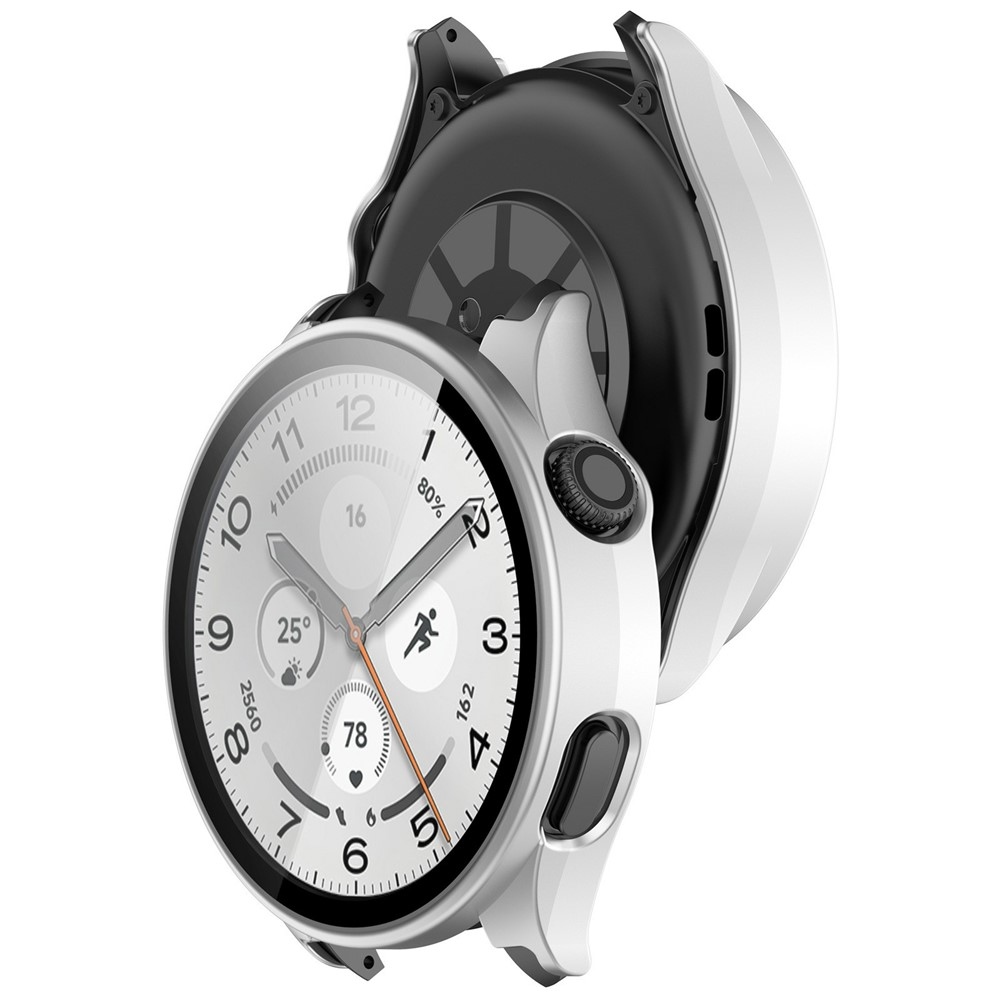 Xiaomi Watch 5-hez készült műanyag, felcsatolható tok védőüveggel – ezüst színű