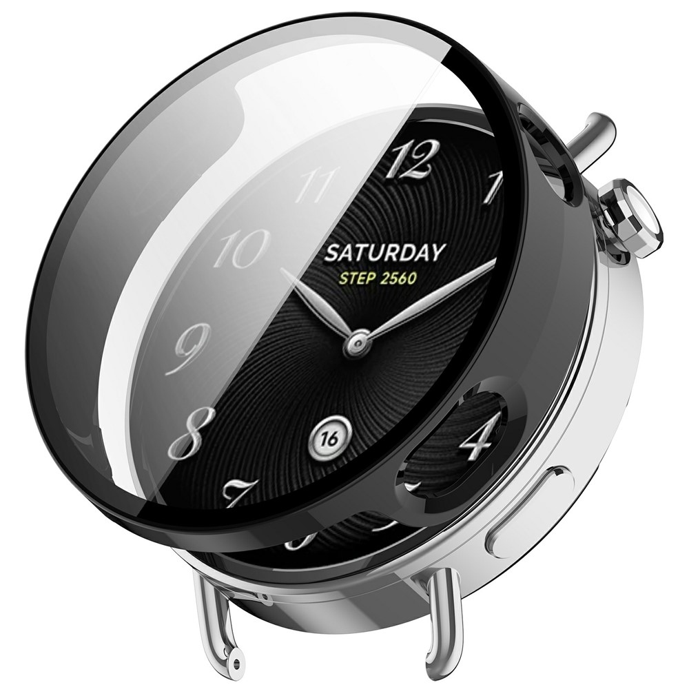 Overall műanyag felcsatolható tok védőüveggel a Xiaomi Watch S4 41 mm-es modellhez – fekete