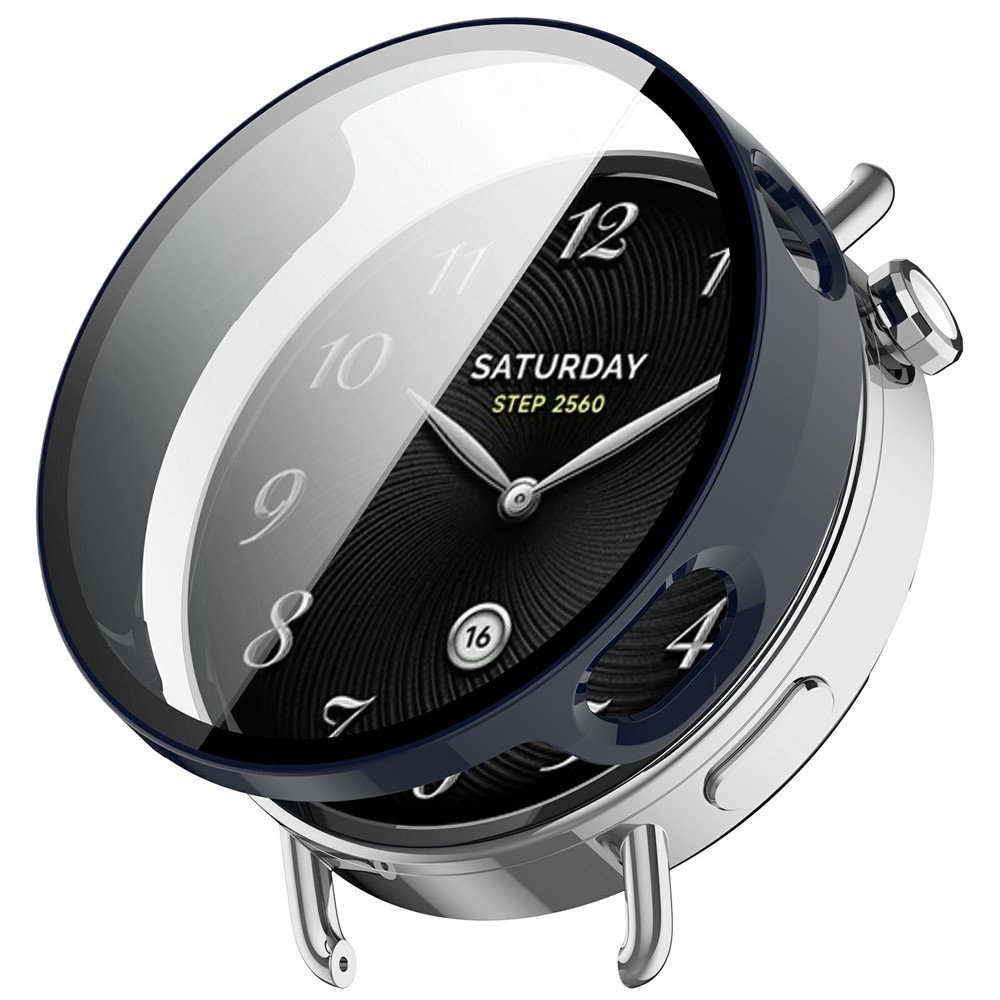 Overall műanyag felcsatolható tok védőüveggel a Xiaomi Watch S4 41 mm-es modellhez – kék