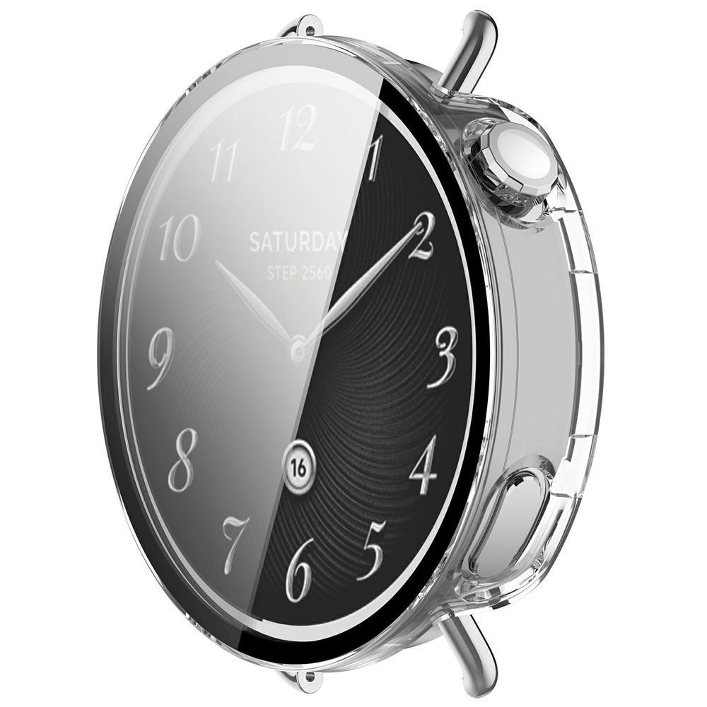 Overall műanyag felcsatolható tok védőüveggel a Xiaomi Watch S4 41 mm-es modellhez – átlátszó