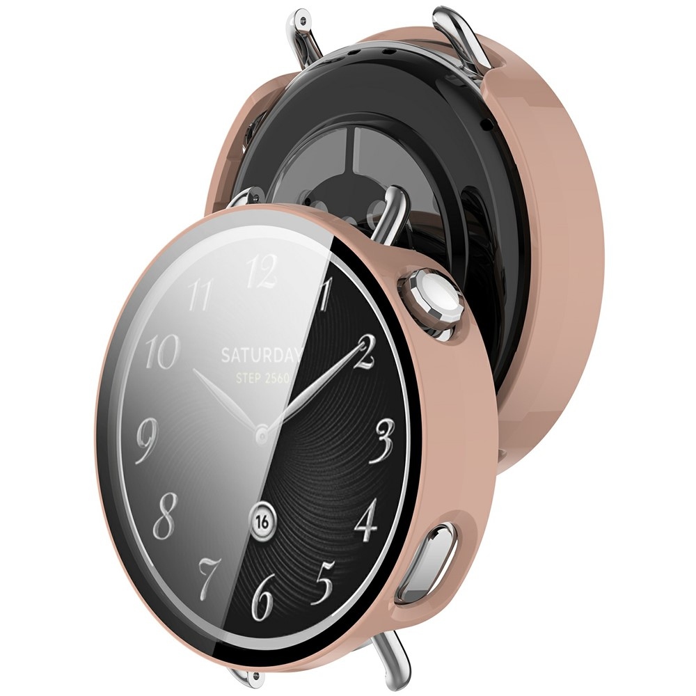 Overall műanyag felcsatolható tok védőüveggel a Xiaomi Watch S4 41 mm-es modellhez – rózsaszín