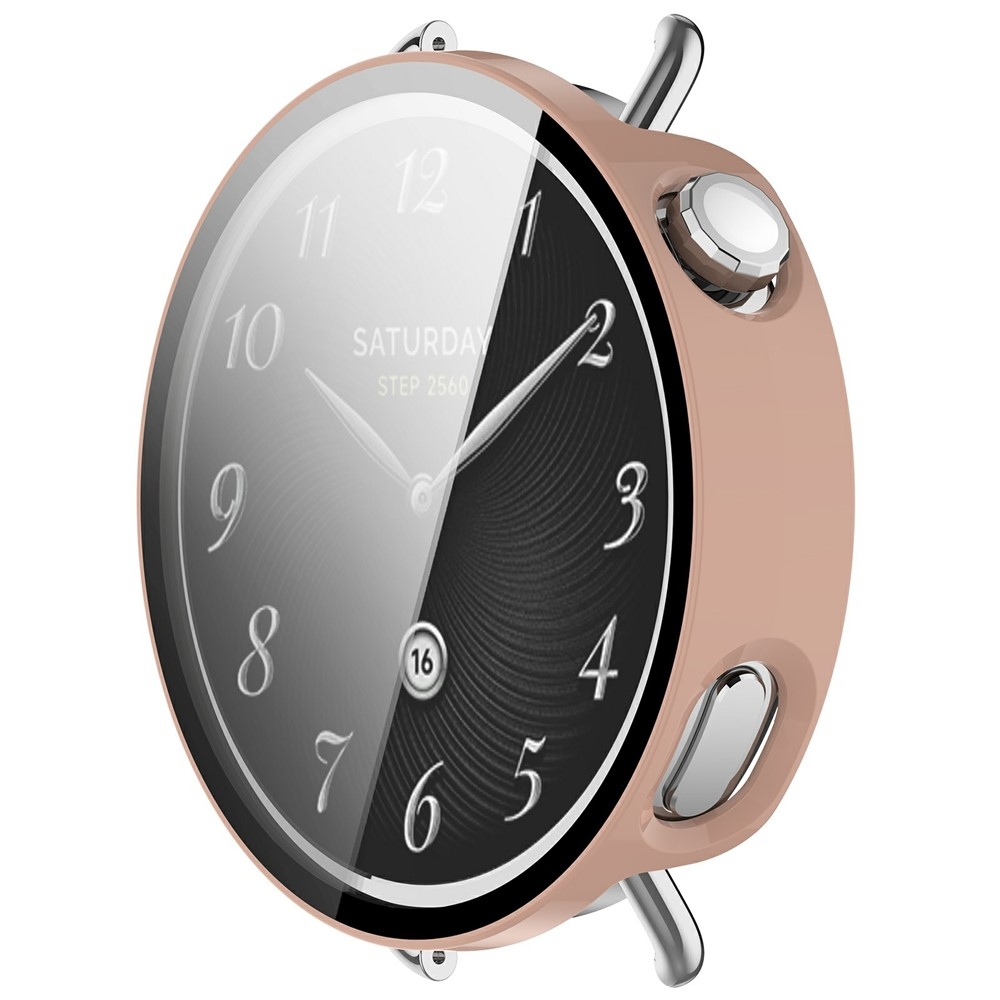 Overall műanyag felcsatolható tok védőüveggel a Xiaomi Watch S4 41 mm-es modellhez – rózsaszín