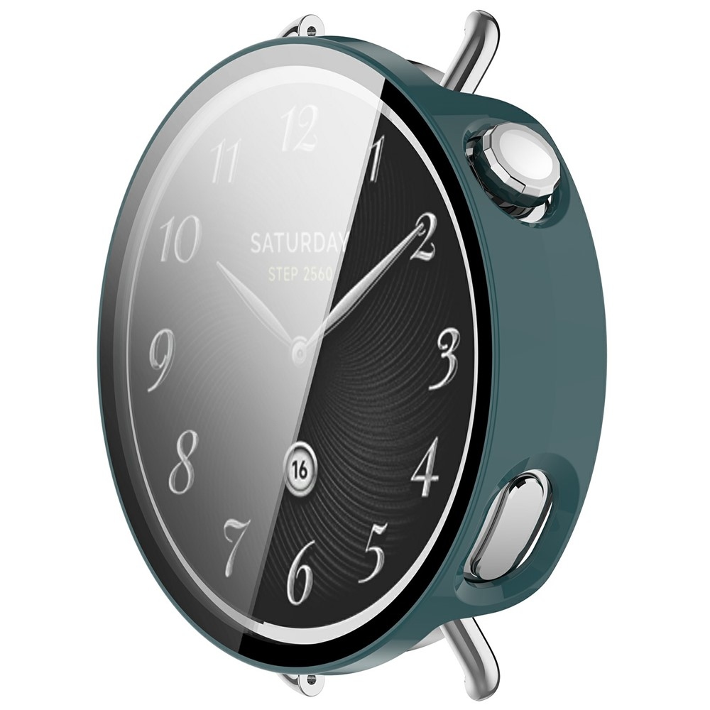 Overall műanyag felcsatolható tok védőüveggel a Xiaomi Watch S4 41 mm-es modellhez – zöld