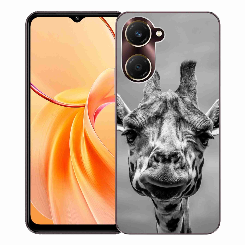 Gél borítás mmCase a Vivo Y28s 5G-n - fekete-fehér zsiráf
