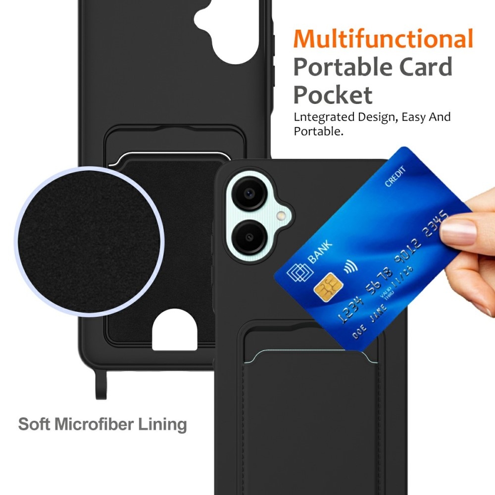 Zsinórral ellátott zselés tok Samsung Galaxy A06 4G kártyához - fekete