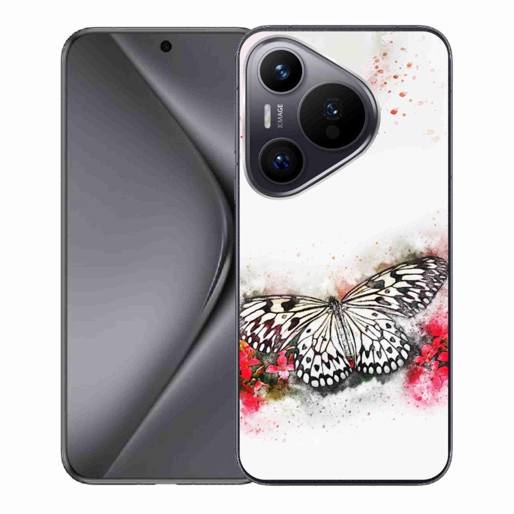Zselés borítás mmCase a Huawei Pura 70 készülékhez - fekete-fehér pillangó