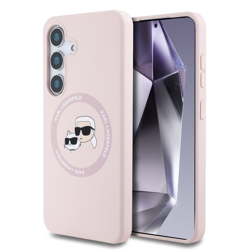 Karl Lagerfeld Liquid Silicone K&CH Heads MagSafe hátlap Samsung Galaxy S25+ rózsaszínű borító