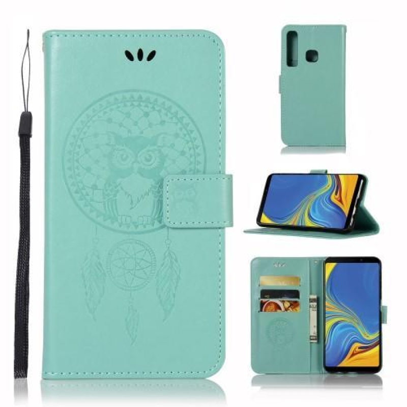 Dream PU bőr pénztárca tok Samsung Galaxy A9 - cián színű