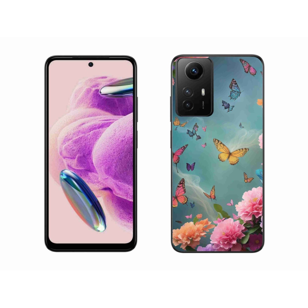 Gél borító mmCase a Xiaomi Redmi Note 12S számára - színes virágok és pillangók