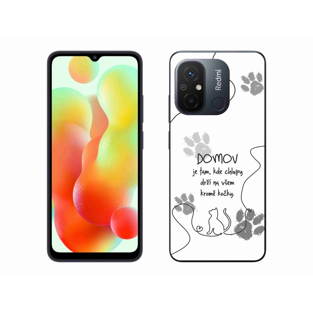 Gél borító mmCase a Xiaomi Redmi 12C-hez - macska motívum fehér háttérrel