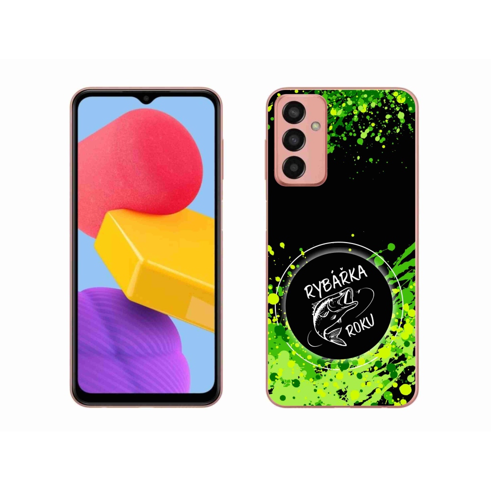 Zselés borító mmCase Samsung Galaxy M13 készülékhez - Az év horgásza fekete háttérrel