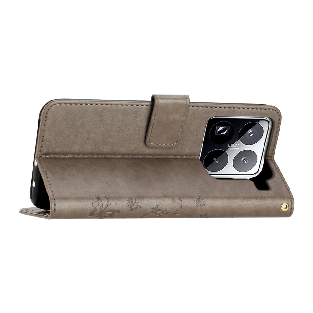 Virágok könyv tok Xiaomi 15 Pro-hoz - szürke