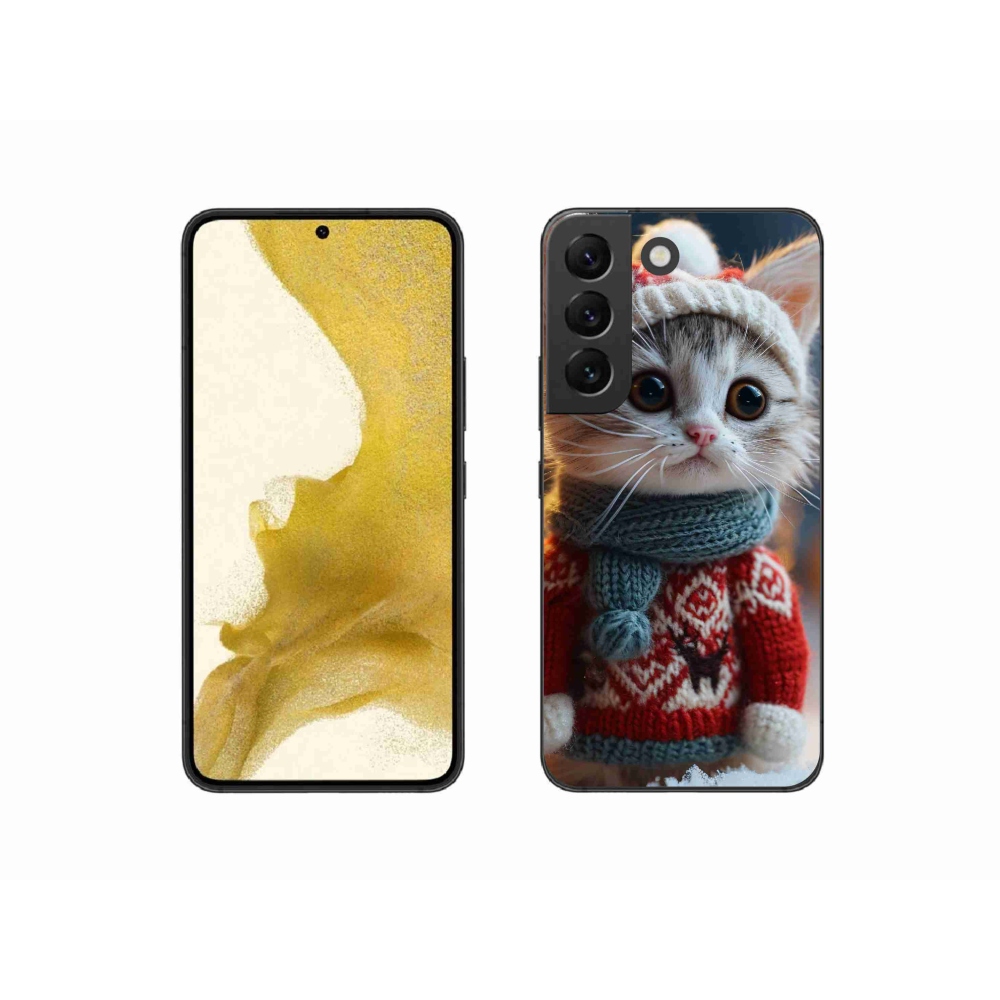 Gél borítás mmCase Samsung Galaxy S22 5G - cica pulóverben - Samsung Galaxy S22 5G számára