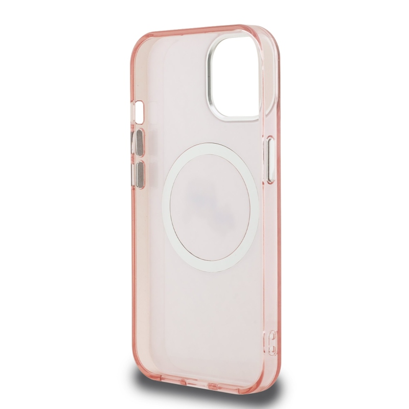 Karl Lagerfeld IML K&CH Heads Ismételt logó MagSafe hátlapi borító iPhone 15 rózsaszínhez