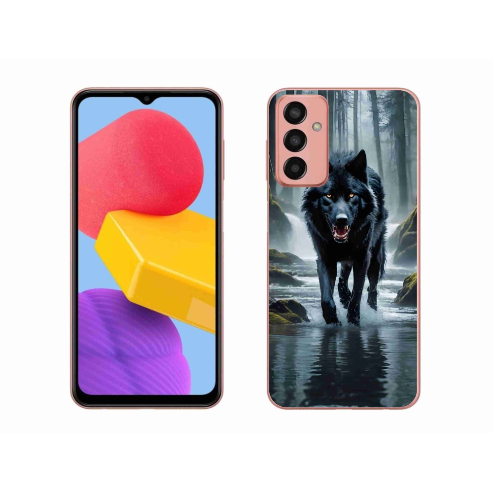 Zselés borítás mmCase Samsung Galaxy M13-hoz - fekete farkas