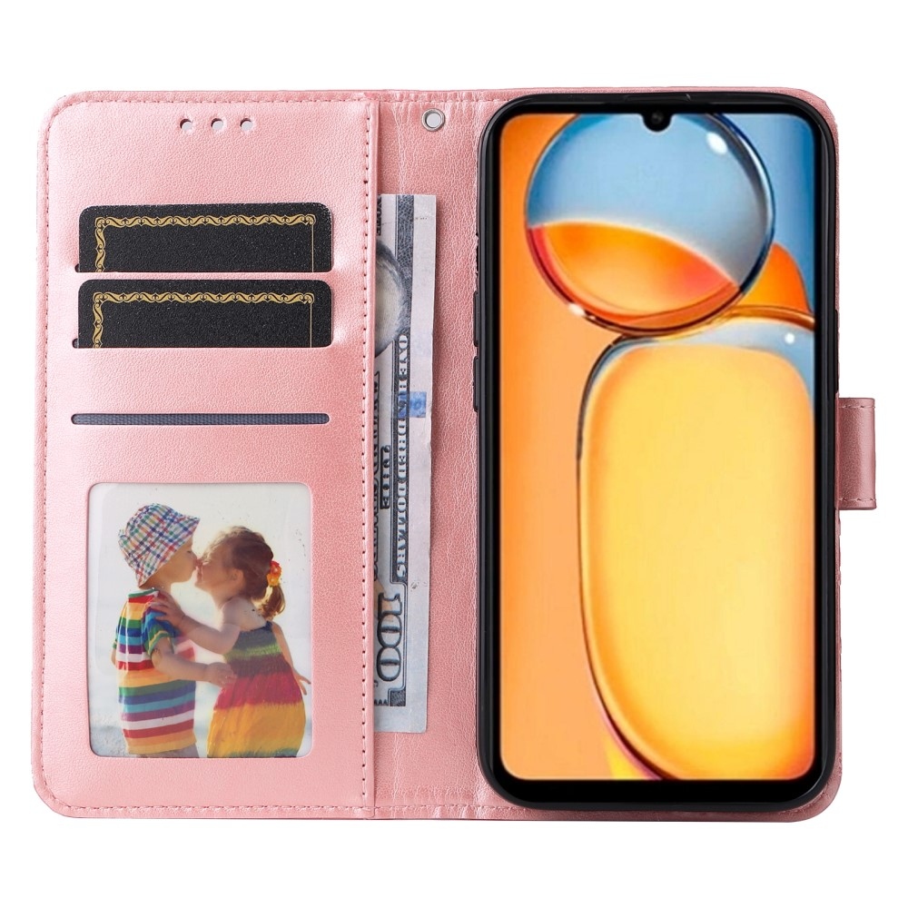 Napraforgó könyvtáska Xiaomi Poco C65/Redmi 13C - rózsaszínű