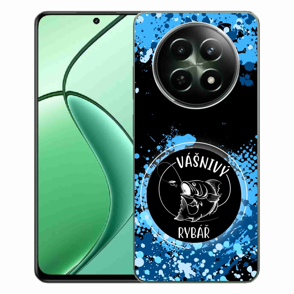 Gél borító mmCase a Realme 12 5G/12x 5G készülékhez - szenvedélyes halász fekete háttérrel
