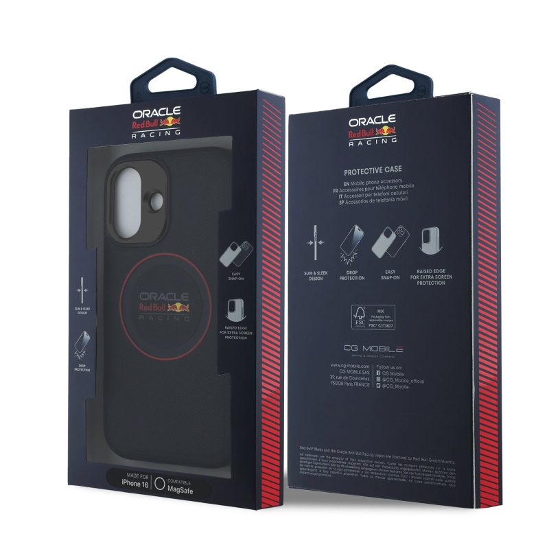Red Bull PU bőr piros gyűrűs MagSafe hátlap iPhone 16 tengerészgyalogsághoz