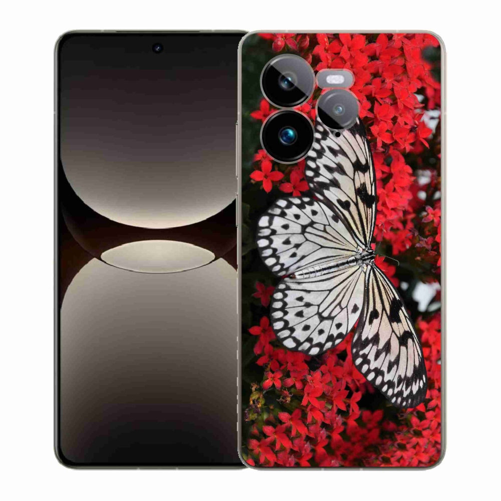 Gél borítás mmCase a Realme GT 7 Pro 5G - fekete-fehér pillangó 1