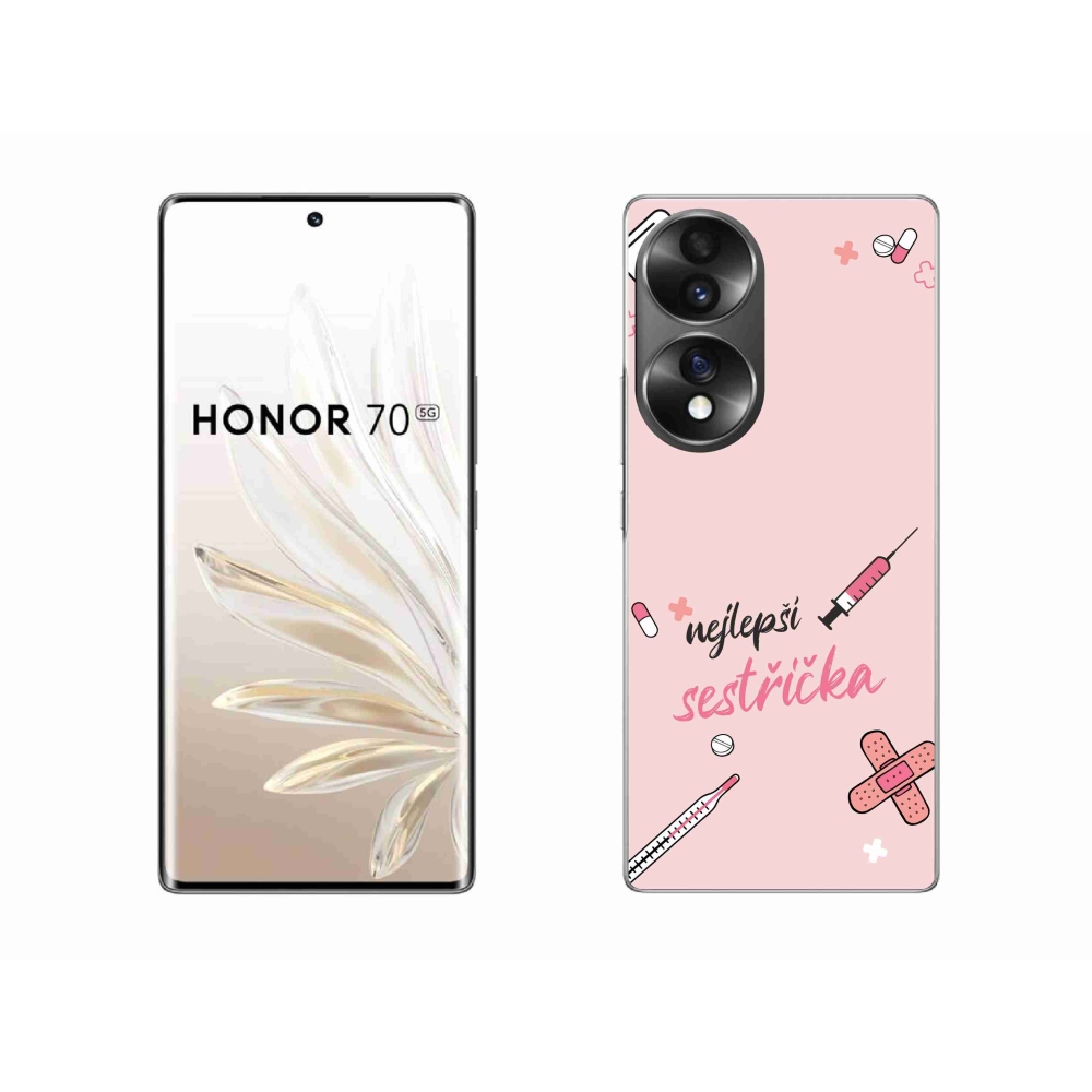 Gél borító mmCase a Honor 70-en - a legjobb kishúg rózsaszín háttérrel