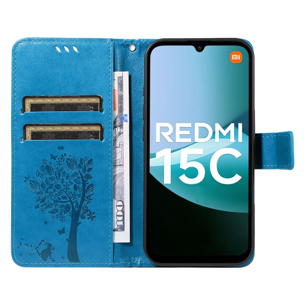 Fák könyve tok Xiaomi Redmi 15C 4G/5G (173mm) - kék