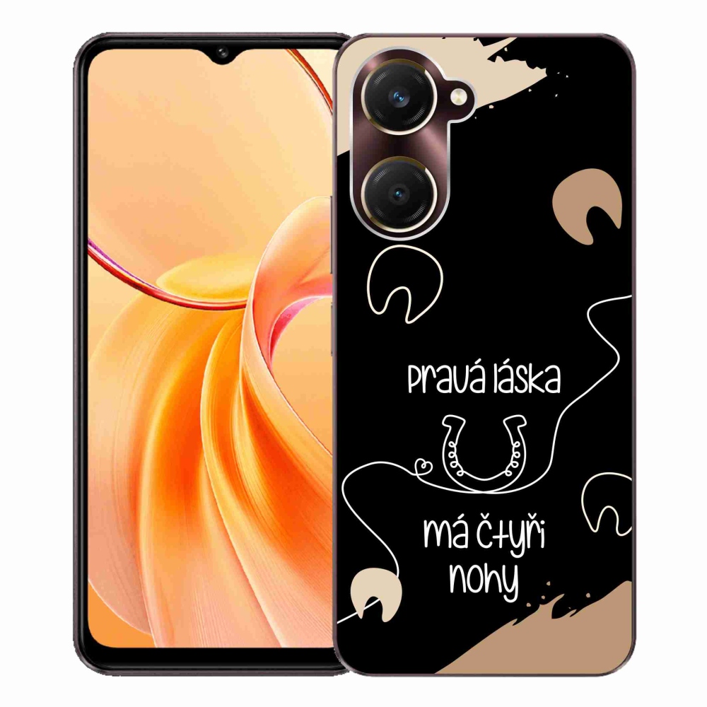 Gél borító mmCase a Vivo Y28s 5G készülékhez - ló motívum fekete háttérrel