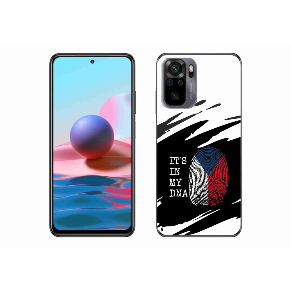 Gél borító mmCase a Xiaomi Redmi Note 10S - zászlós ujjlenyomat fekete és fehér háttérrel