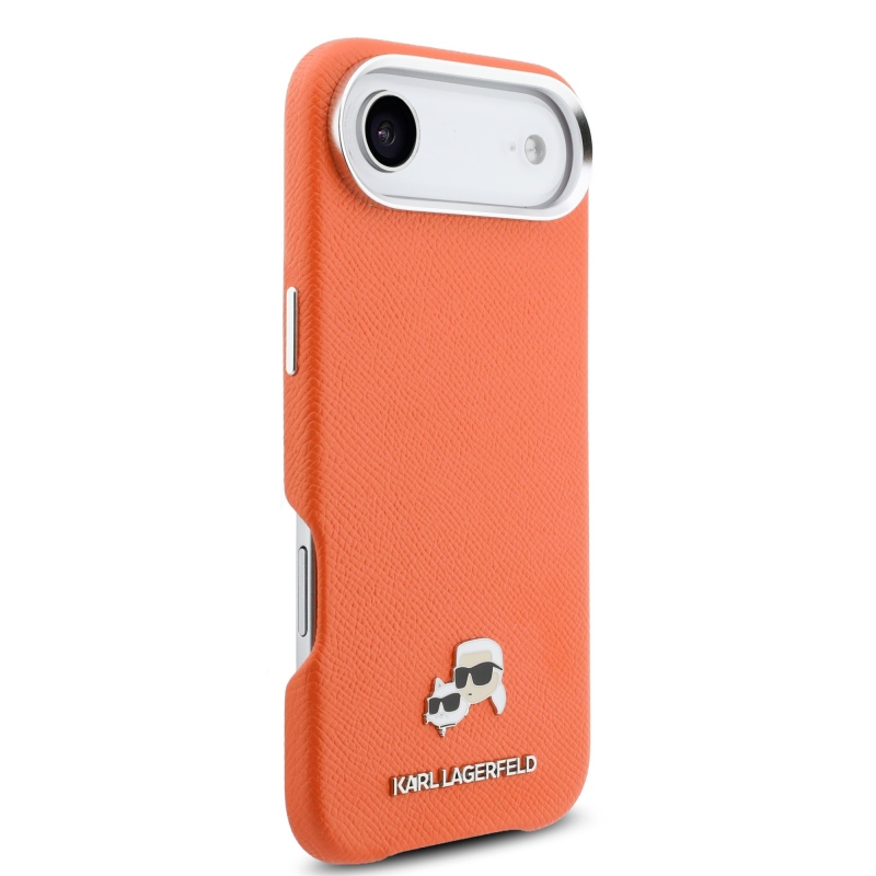 Karl Lagerfeld PU Karl és Choupette fejek Pins MagSafe hátlapi borító az iPhone Air narancssárgához