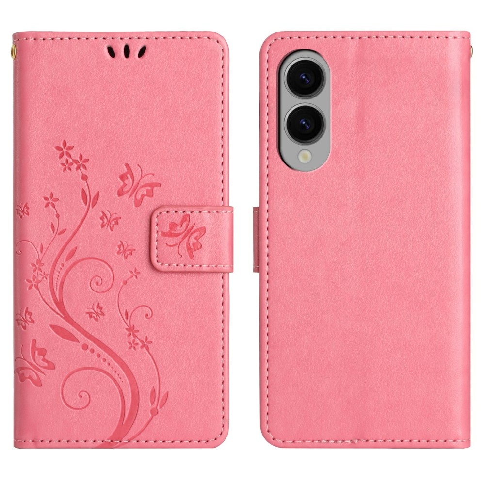 Virágok könyv tok Samsung Galaxy S25 Edge készülékhez - rózsaszín