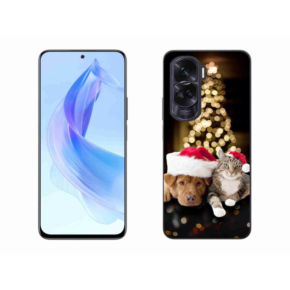 Gél borító mmCase a Honor 90 Lite-hoz - Karácsonyi kutya és macska