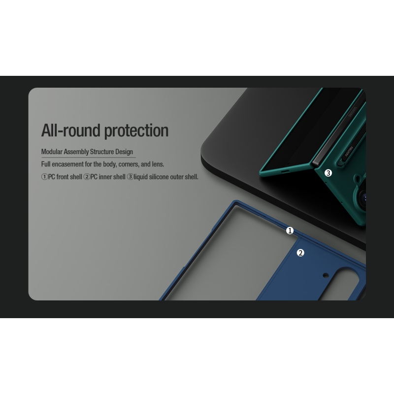 Nillkin Flex Pure Fold tolltartóval ellátott tok a Samsung Galaxy Z Fold 8-hoz, Ultra Blue