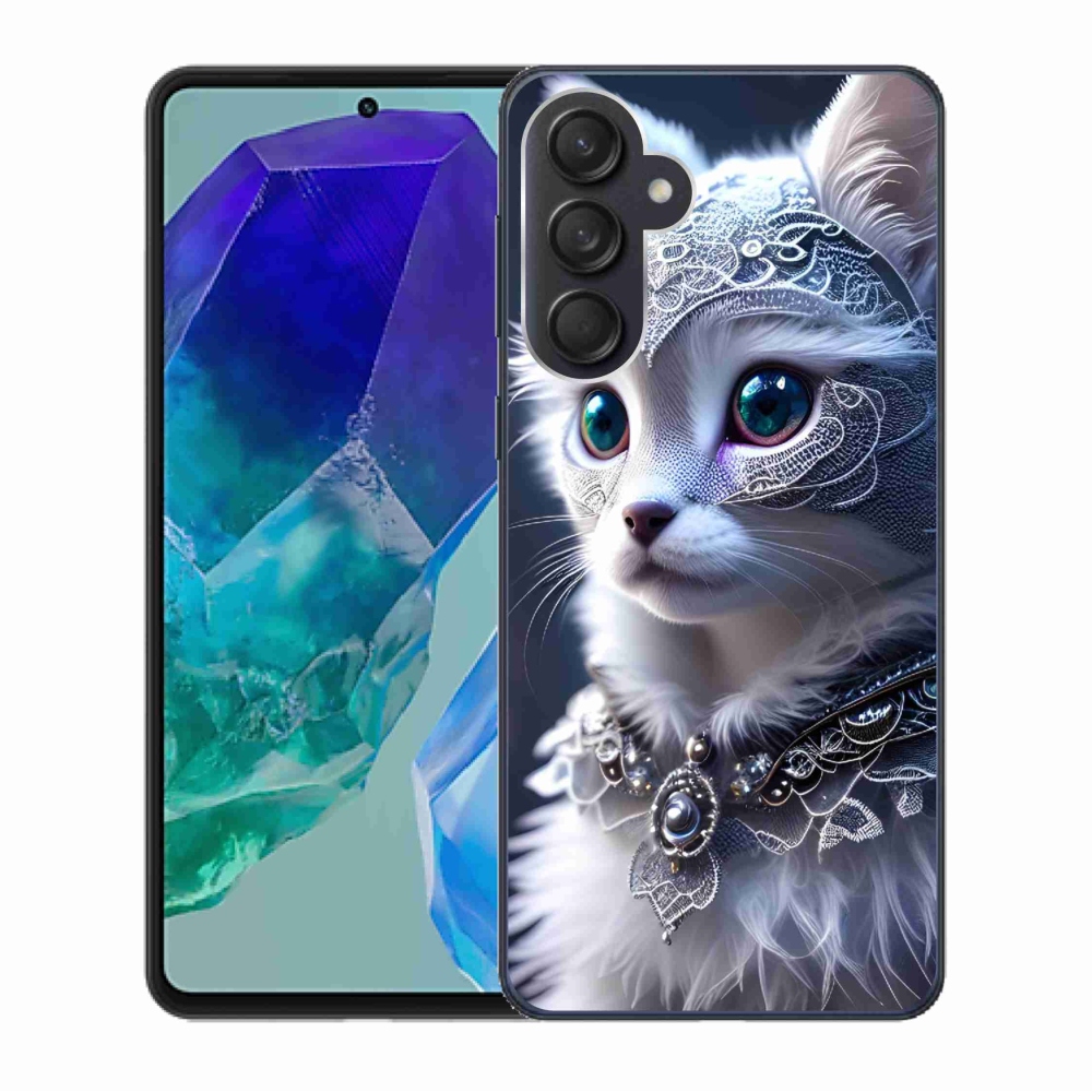 Gél védőhuzat mmCase Samsung Galaxy M55 5G - fehér macska
