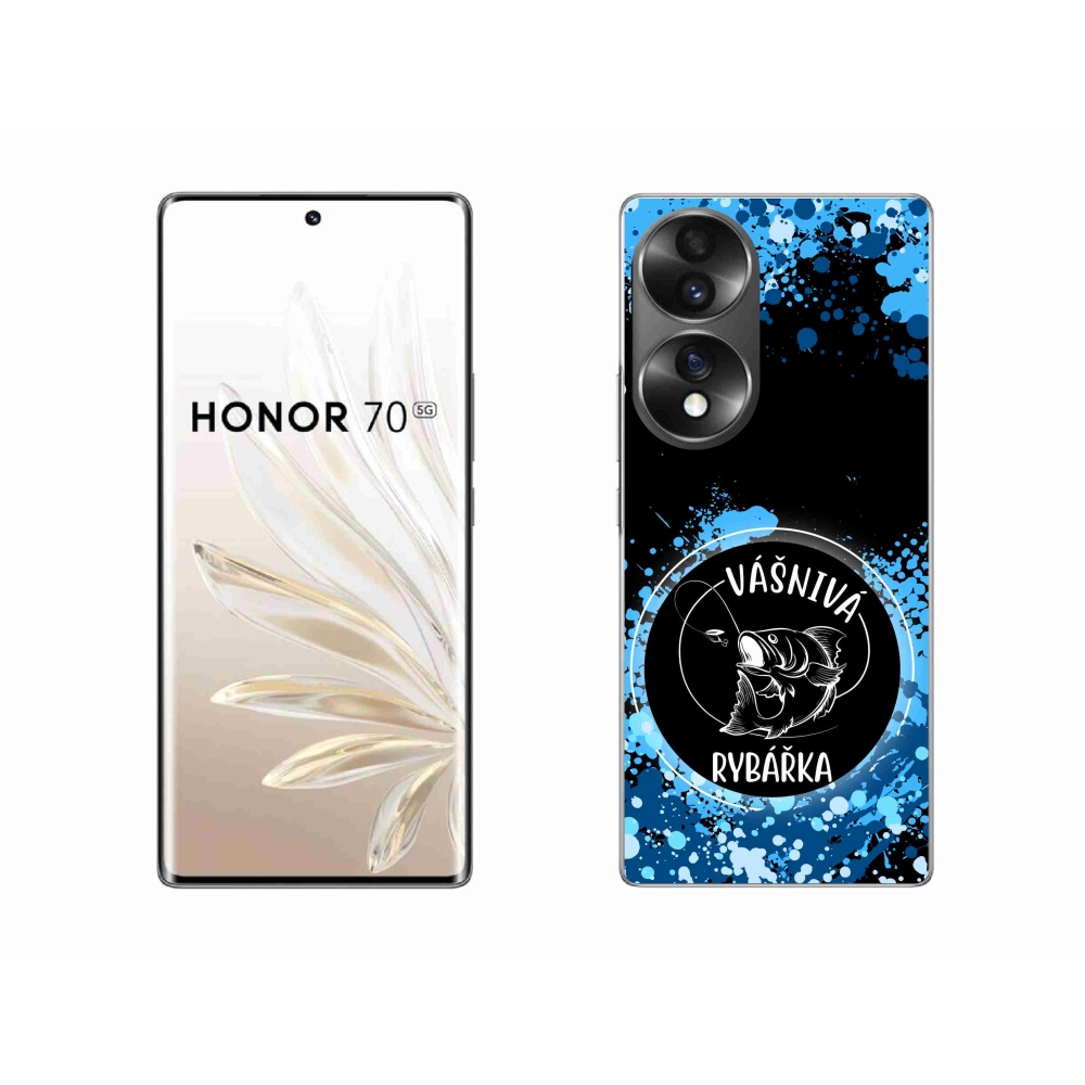 Gél borító mmCase a Honor 70 számára - szenvedélyes halász fekete háttérrel