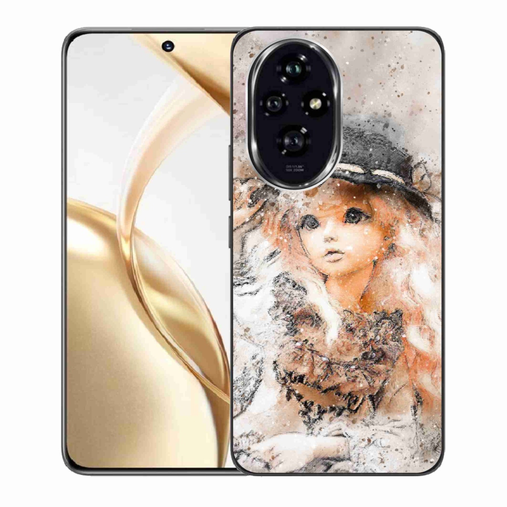 Zselés borító mmCase a Honor 200 5G készülékhez - lány sapkával