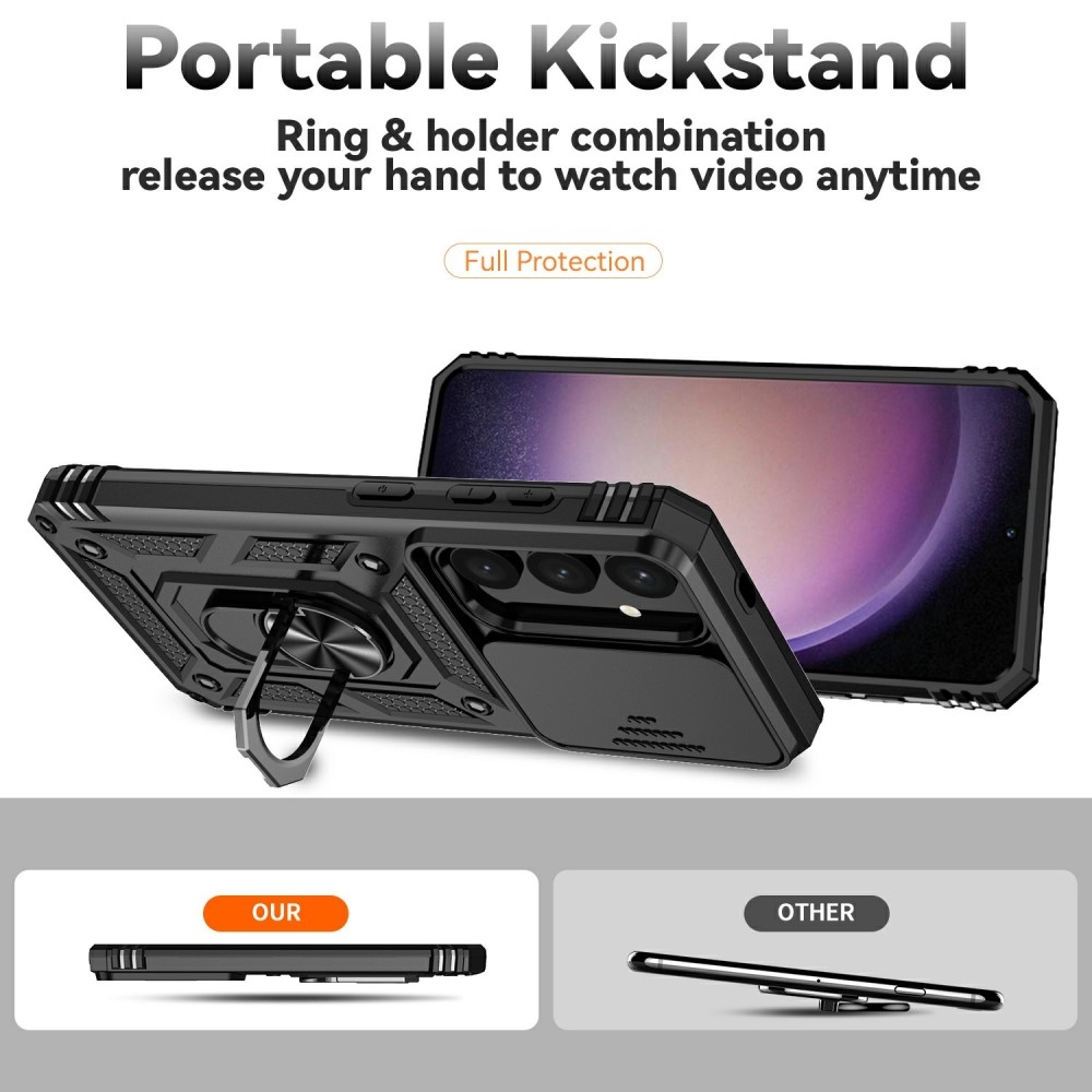 Gyűrűálló borítás Samsung Galaxy S25 készülékhez - fekete