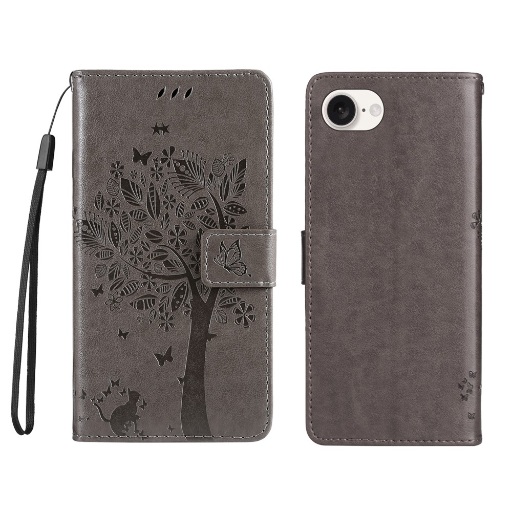 Fák könyvtáska iPhone 16e készülékhez - szürke