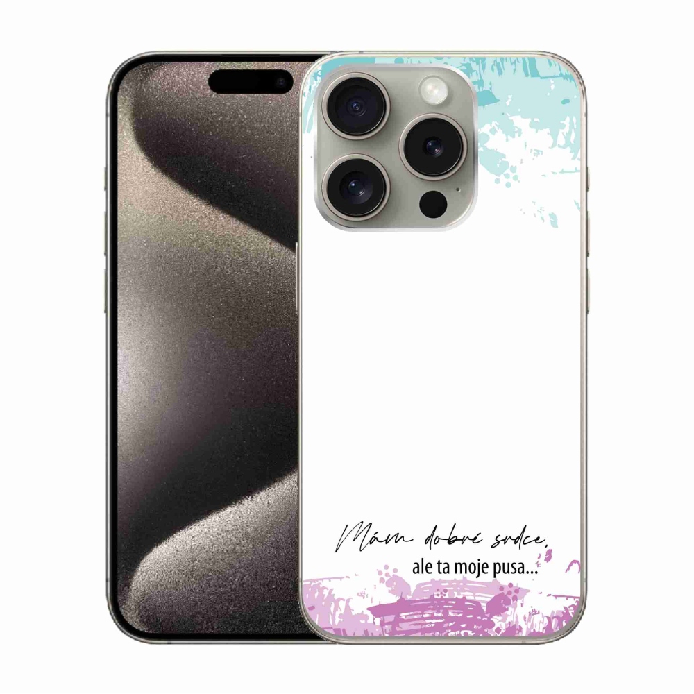 Gél borítás mmCase iPhone 15 Pro készülékhez - vicces szöveg 3 fehér háttér