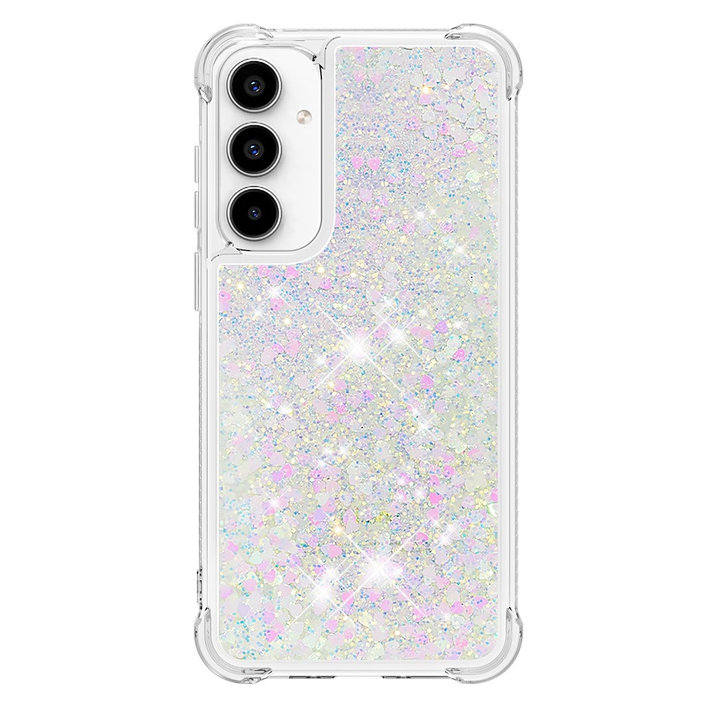 Glitter homokóra zselés tok Samsung Galaxy A36 5G - rózsaszín/ezüst/szív