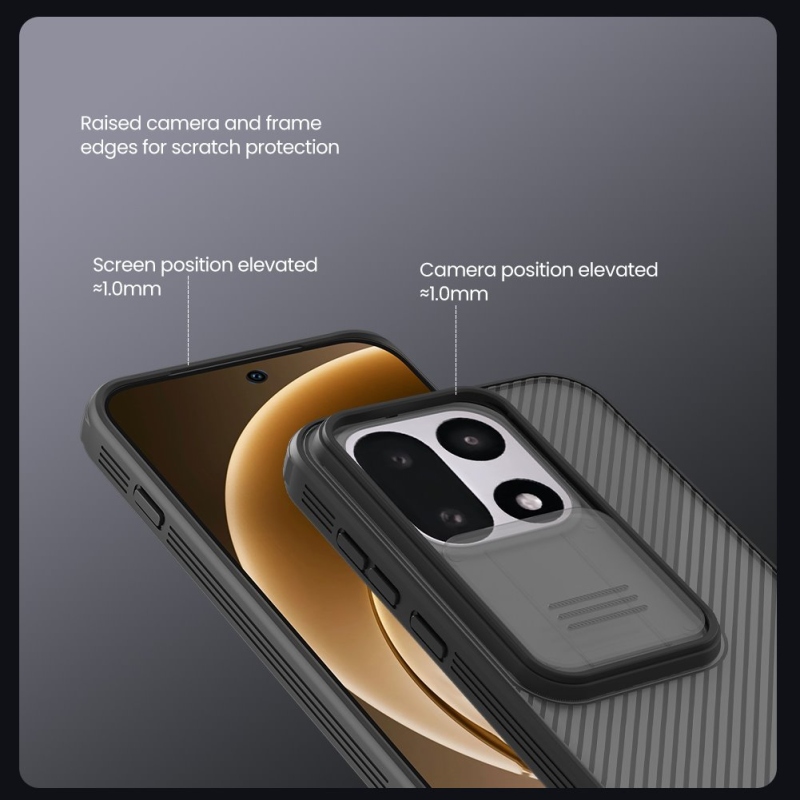 Nillkin CamShield PRO hátlap OnePlus 15-höz, átlátszó, fekete