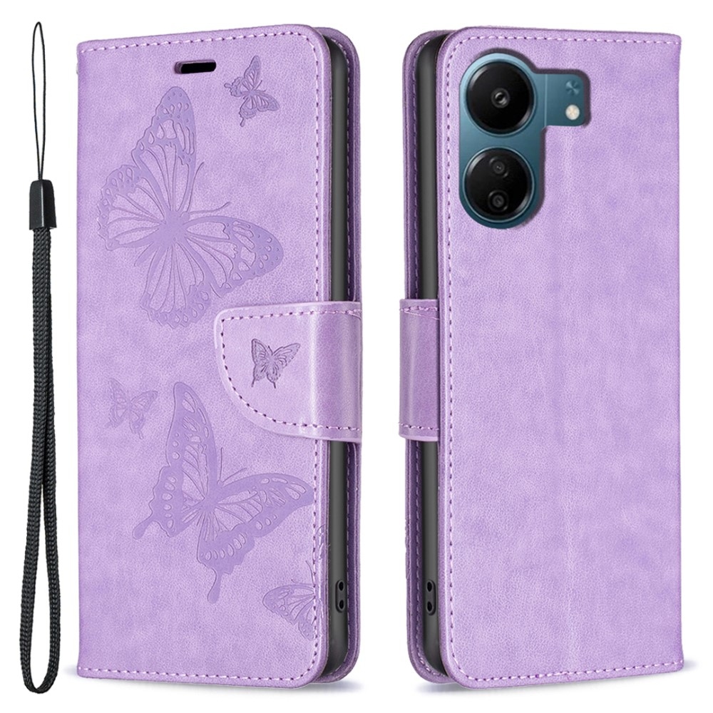 Pillangó könyv tok Xiaomi Poco C65/Redmi 13C 4G/5G - világos lila