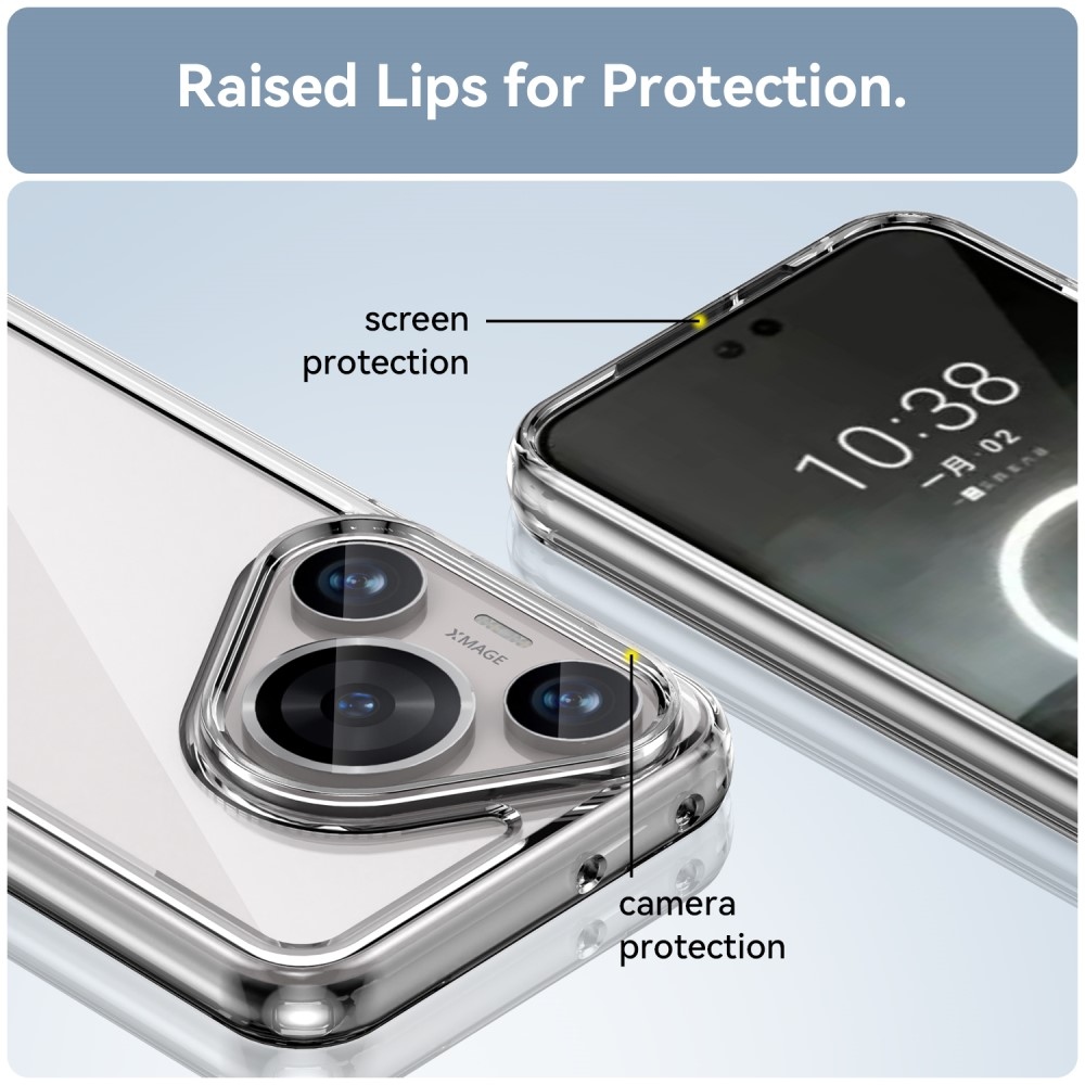 Gél tok kemény hátlappal a Huawei Pura 70 Pro számára - átlátszó