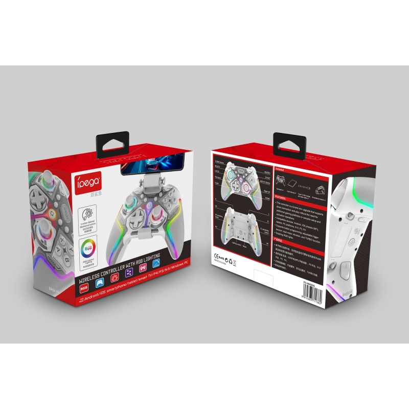 iPega 9666BH Bluetooth RGB Gamepad Android/iOS/PS3/PS4/PC/N-Switch fehér színben